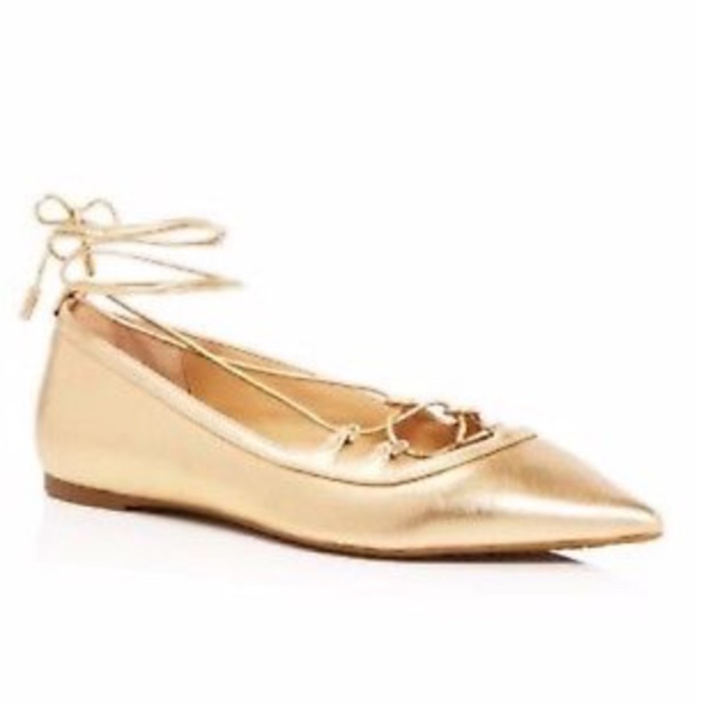 Michael Kors Gold Lace Up Flats (Tabby Flat) 5.5